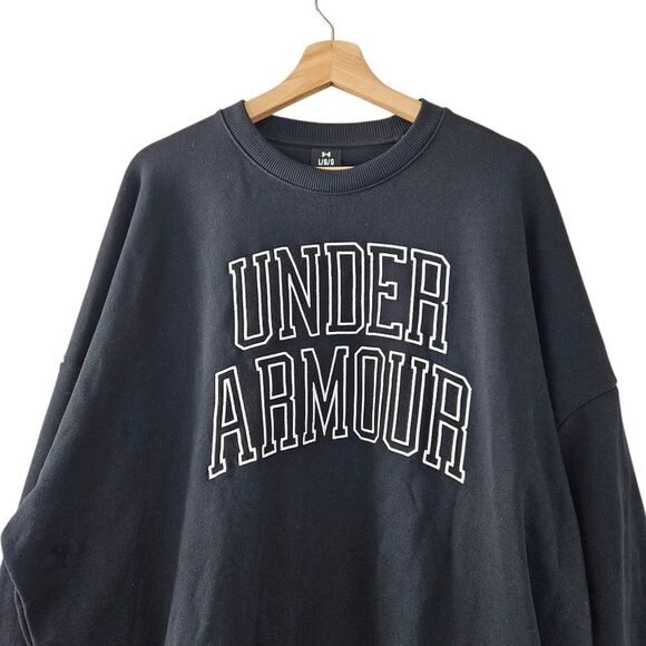 Under Armour Mens UA Icon Heavyweight Oversized Black Embroidered Sweatshirt L - Picture 2 of 7